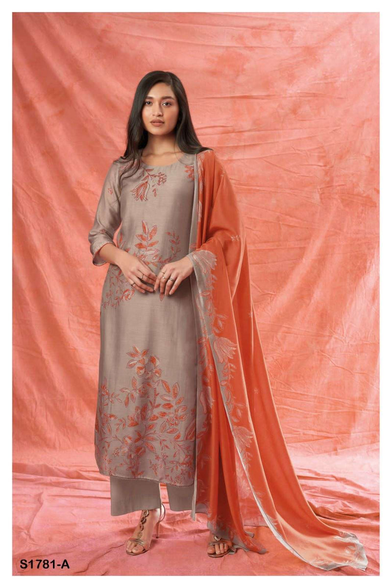 Ganga Zuriel 1781 Beautiful Printed With Work Salwar Kameez Material