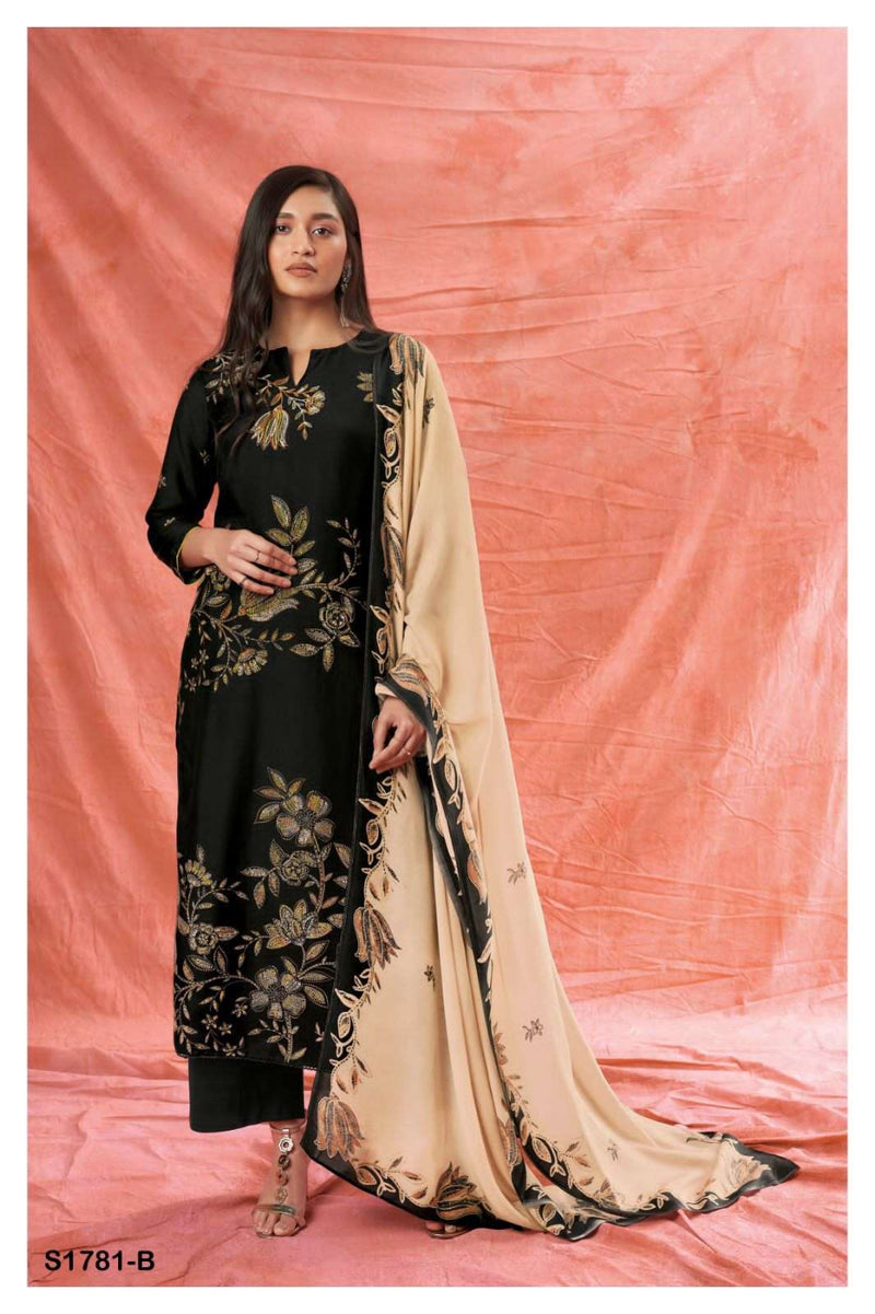 Ganga Zuriel 1781 Beautiful Printed With Work Salwar Kameez Material