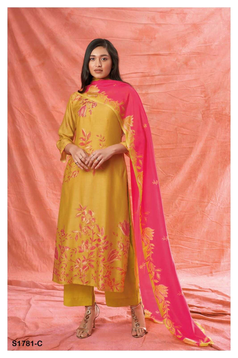 Ganga Zuriel 1781 Beautiful Printed With Work Salwar Kameez Material