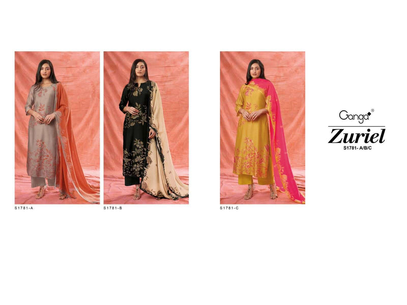 Ganga Zuriel 1781 Beautiful Printed With Work Salwar Kameez Material