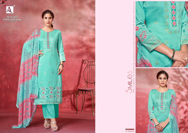 Golden Beauty Vol 3 By Alok Suit Fancy Work Adorable Casual Wear Salwar Kameez