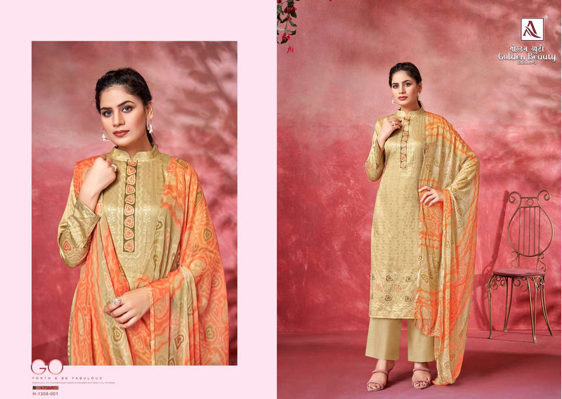 Golden Beauty Vol 3 By Alok Suit Fancy Work Adorable Casual Wear Salwar Kameez