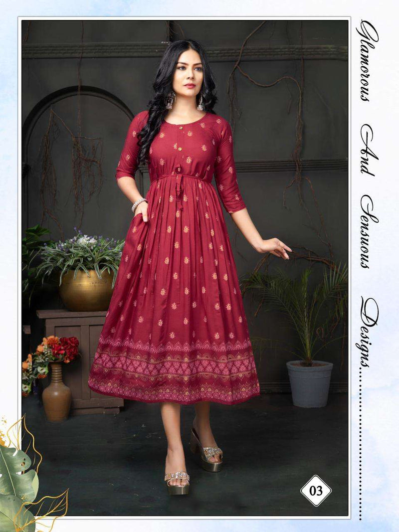 Golden Malini Reyon Plain Kurti Catlog