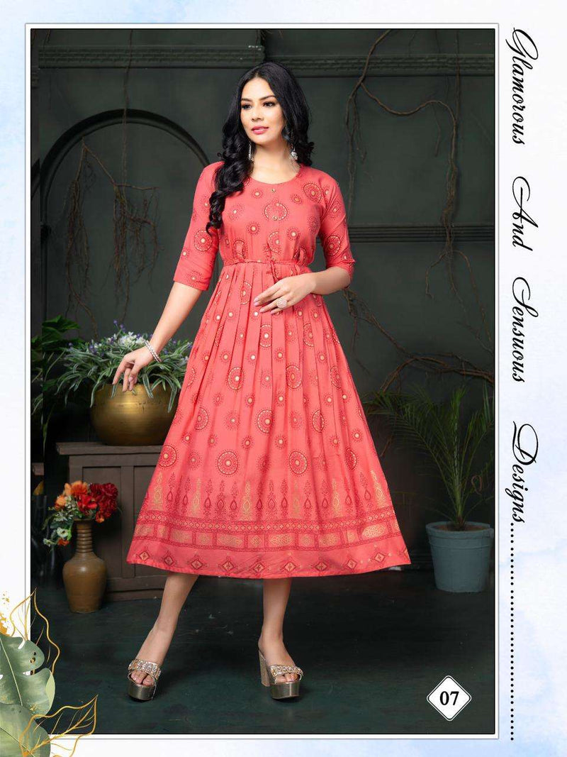 Golden Malini Reyon Plain Kurti Catlog