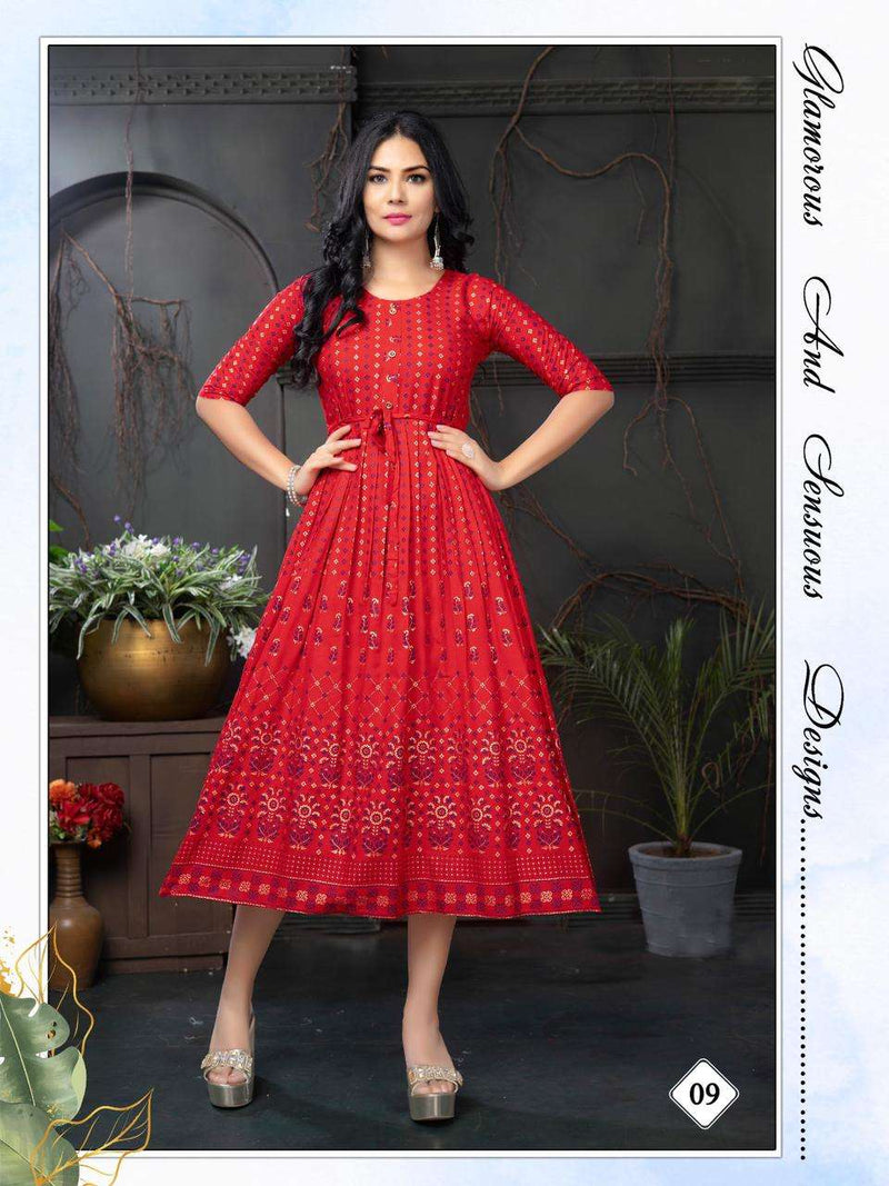 Golden Malini Reyon Plain Kurti Catlog