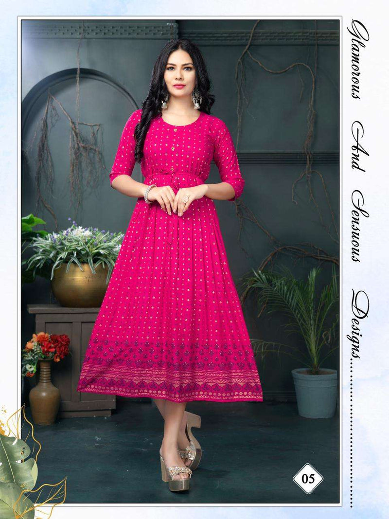 Golden Malini Reyon Plain Kurti Catlog