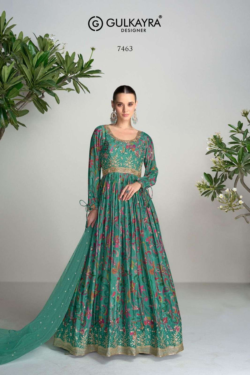 Gulkariya Designer Anayah Chinon Embroidery Work With Mirror & Hand Work Designer Dress