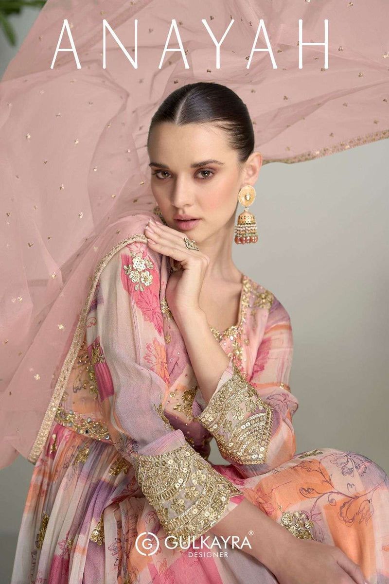 Gulkariya Designer Anayah Chinon Embroidery Work With Mirror & Hand Work Designer Dress