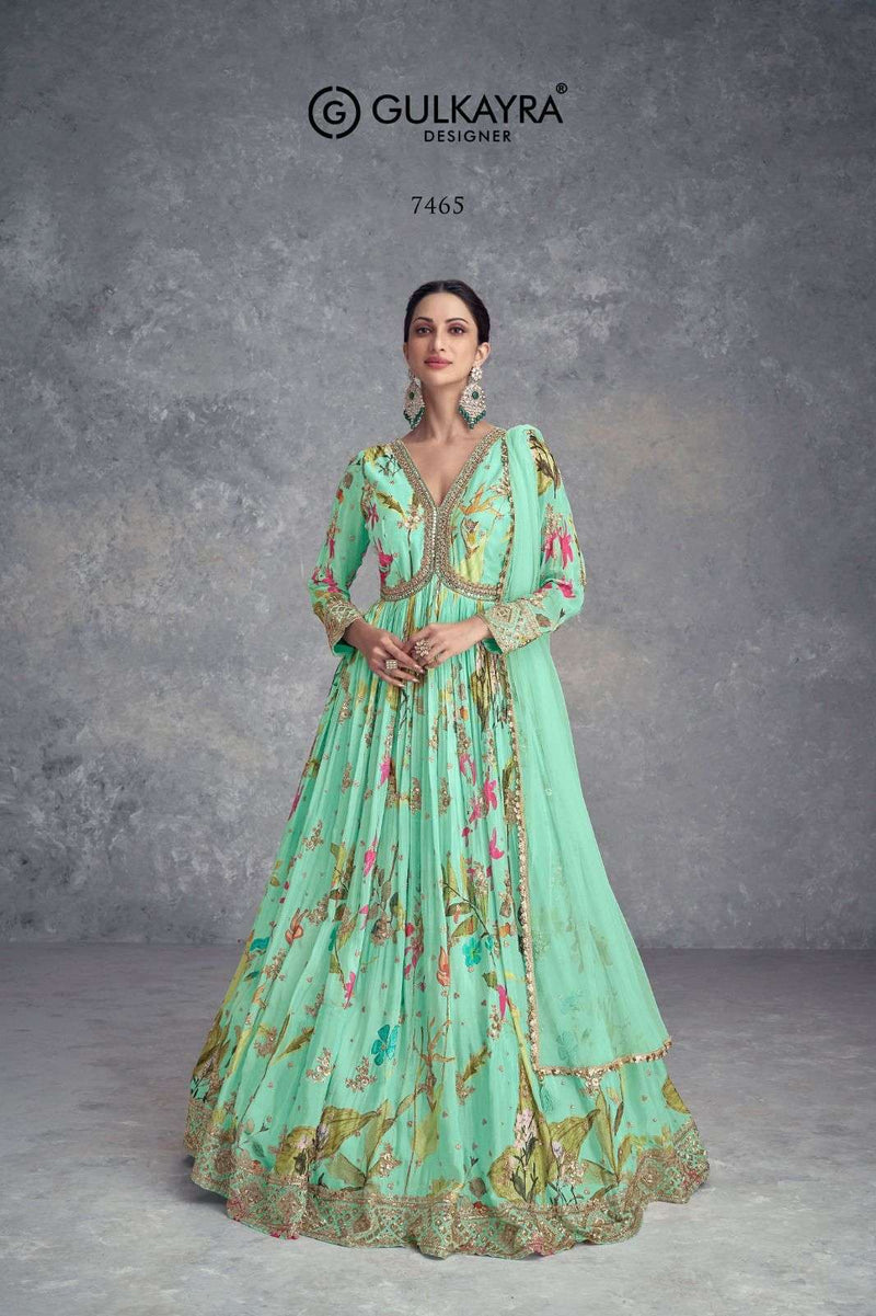 Gulkariya Designer Anayah Chinon Embroidery Work With Mirror & Hand Work Designer Dress
