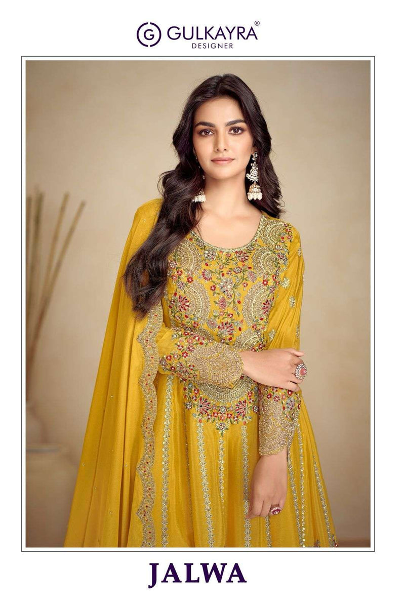Gulkayra Designer Jalwa Chinon Embroidery Work Party Wear Dress