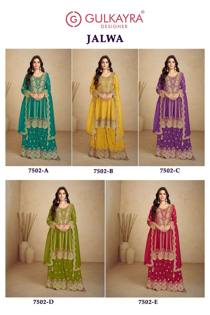 Gulkayra Designer Jalwa Chinon Embroidery Work Party Wear Dress