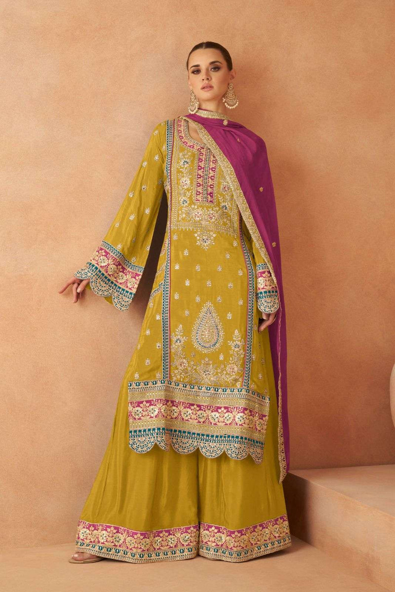 Gulkayra Designer Pari Chinon Kurti Plazo Dupatta Party Wear Collection