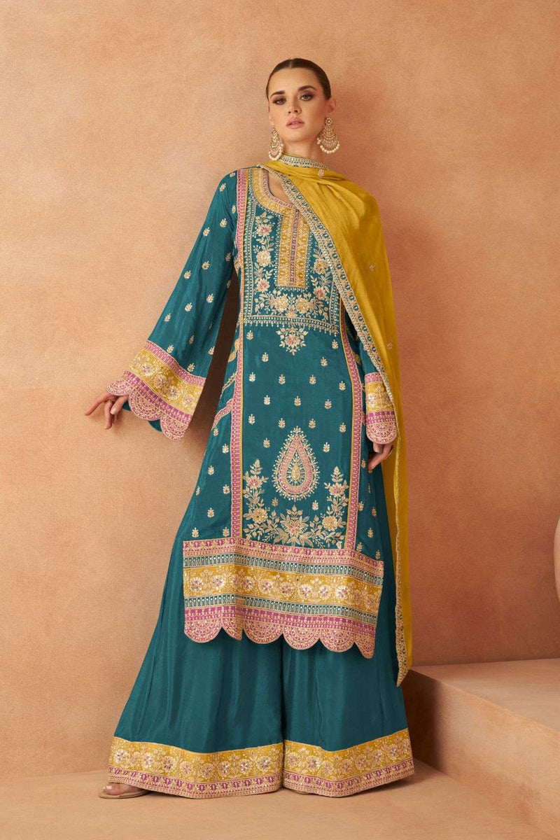 Gulkayra Designer Pari Chinon Kurti Plazo Dupatta Party Wear Collection