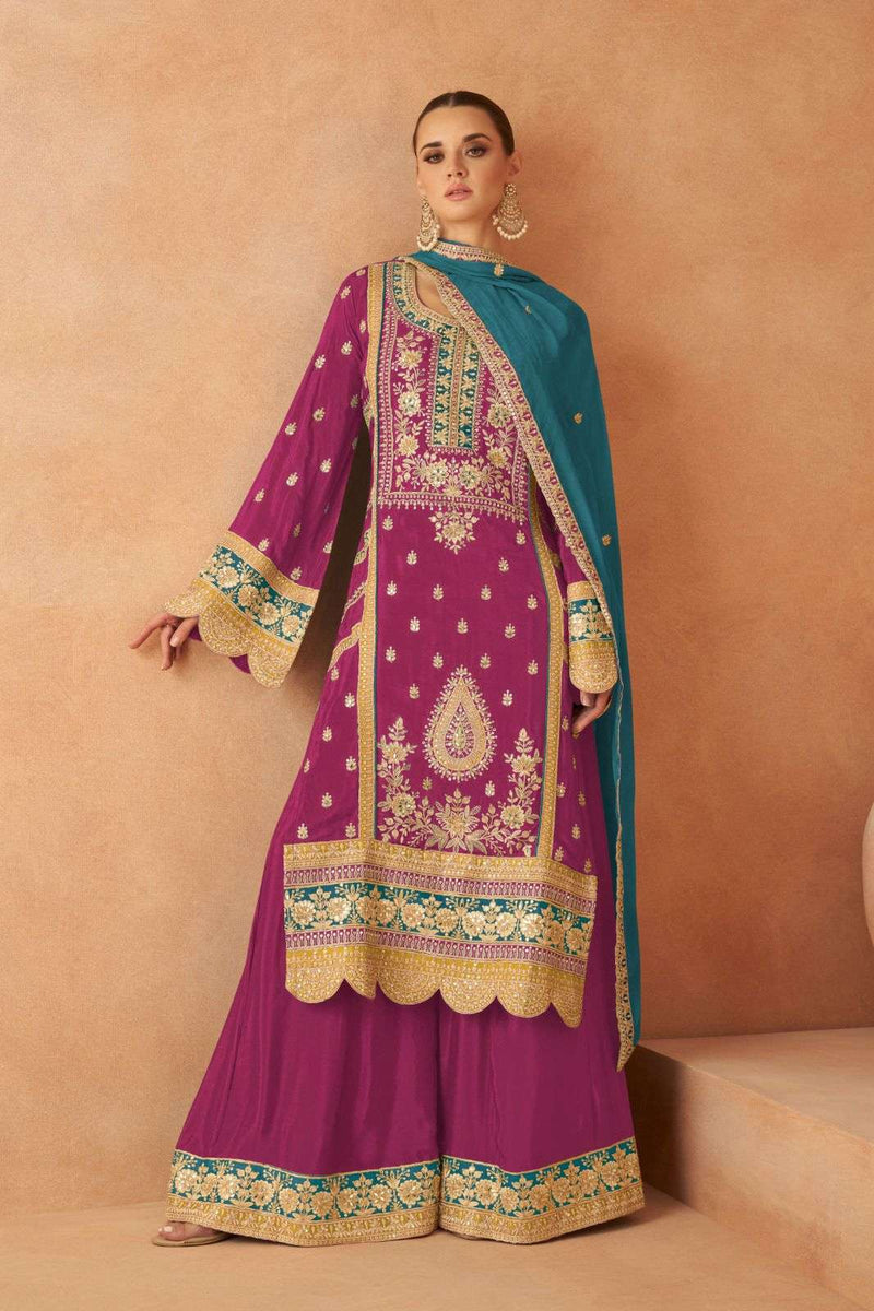Gulkayra Designer Pari Chinon Kurti Plazo Dupatta Party Wear Collection