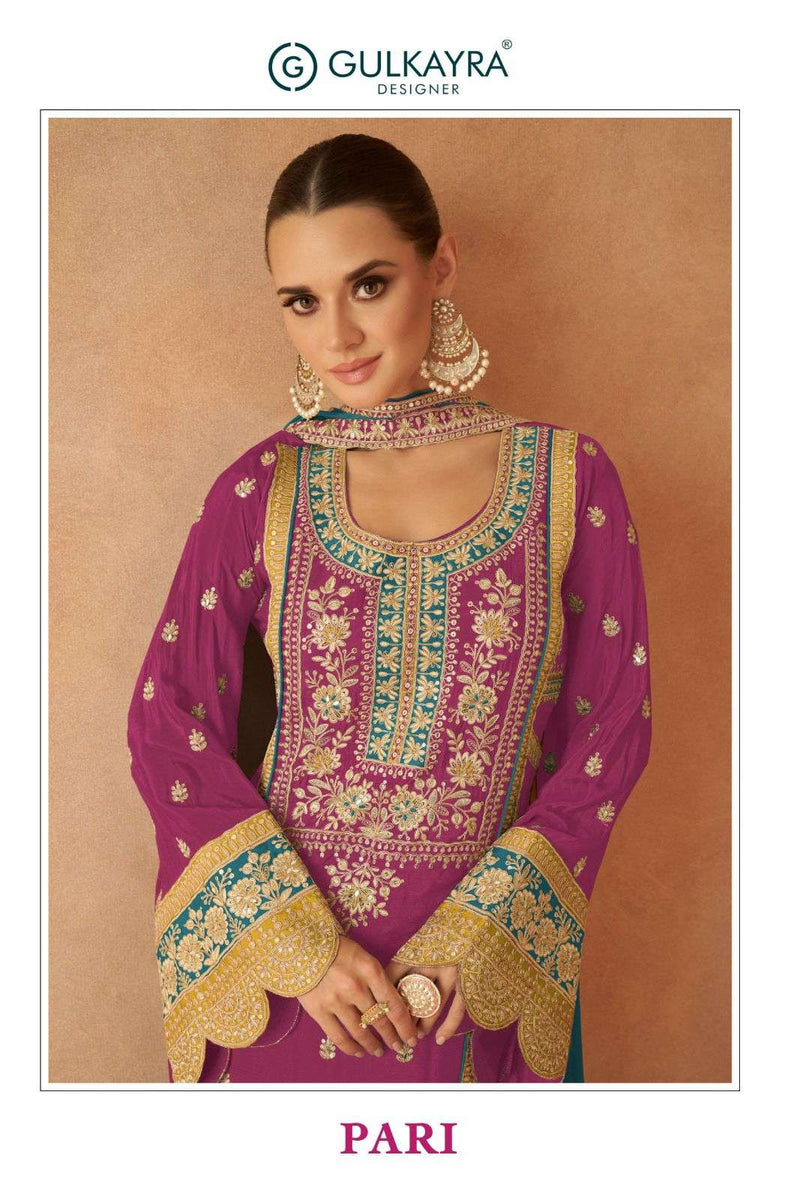 Gulkayra Designer Pari Chinon Kurti Plazo Dupatta Party Wear Collection