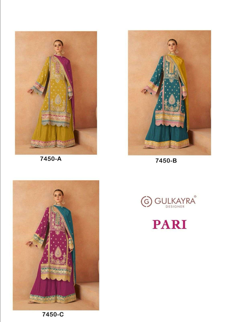 Gulkayra Designer Pari Chinon Kurti Plazo Dupatta Party Wear Collection