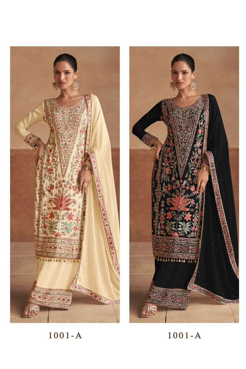 Gulkayra Designer Sajda Chinon Designer Wedding Wear Kurti Plazo Dupatta Set