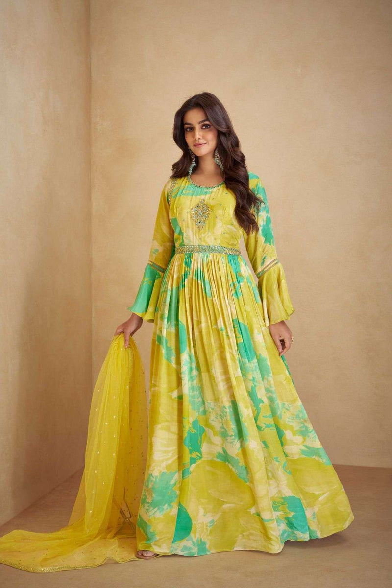 Gulkayra Designer Scarlet Crepe Heavy Designer Anarkali Party Wear Dress