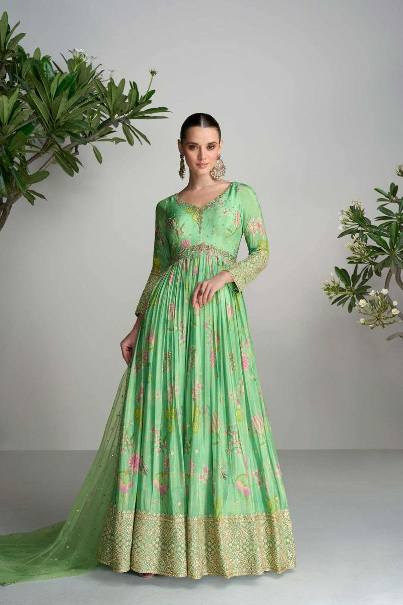 Gulkayra Designer Scarlet Crepe Heavy Designer Anarkali Party Wear Dress