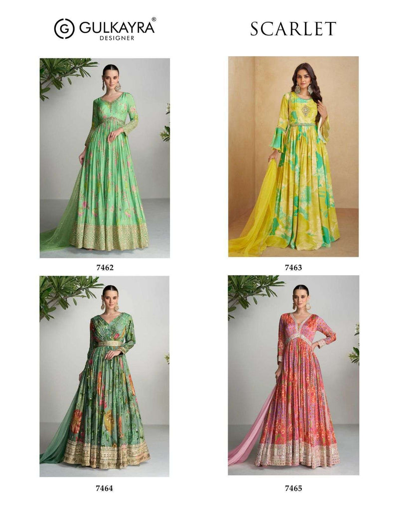 Gulkayra Designer Scarlet Crepe Heavy Designer Anarkali Party Wear Dress