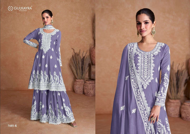 Gulkayra Designer Vamika New Colour Chinon Embroidery Work Festival Wear Kurti Plazoo Dupatta Set