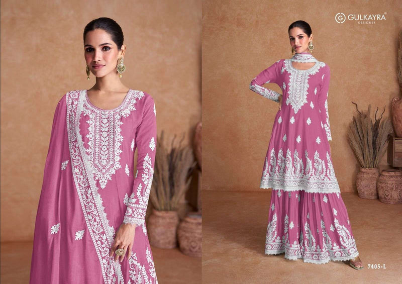 Gulkayra Designer Vamika New Colour Chinon Embroidery Work Festival Wear Kurti Plazoo Dupatta Set