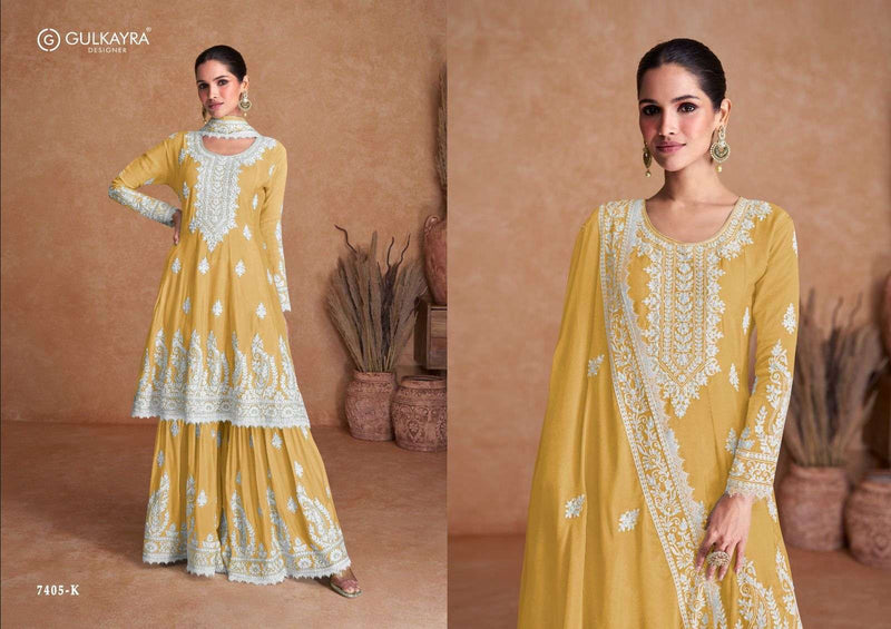 Gulkayra Designer Vamika New Colour Chinon Embroidery Work Festival Wear Kurti Plazoo Dupatta Set