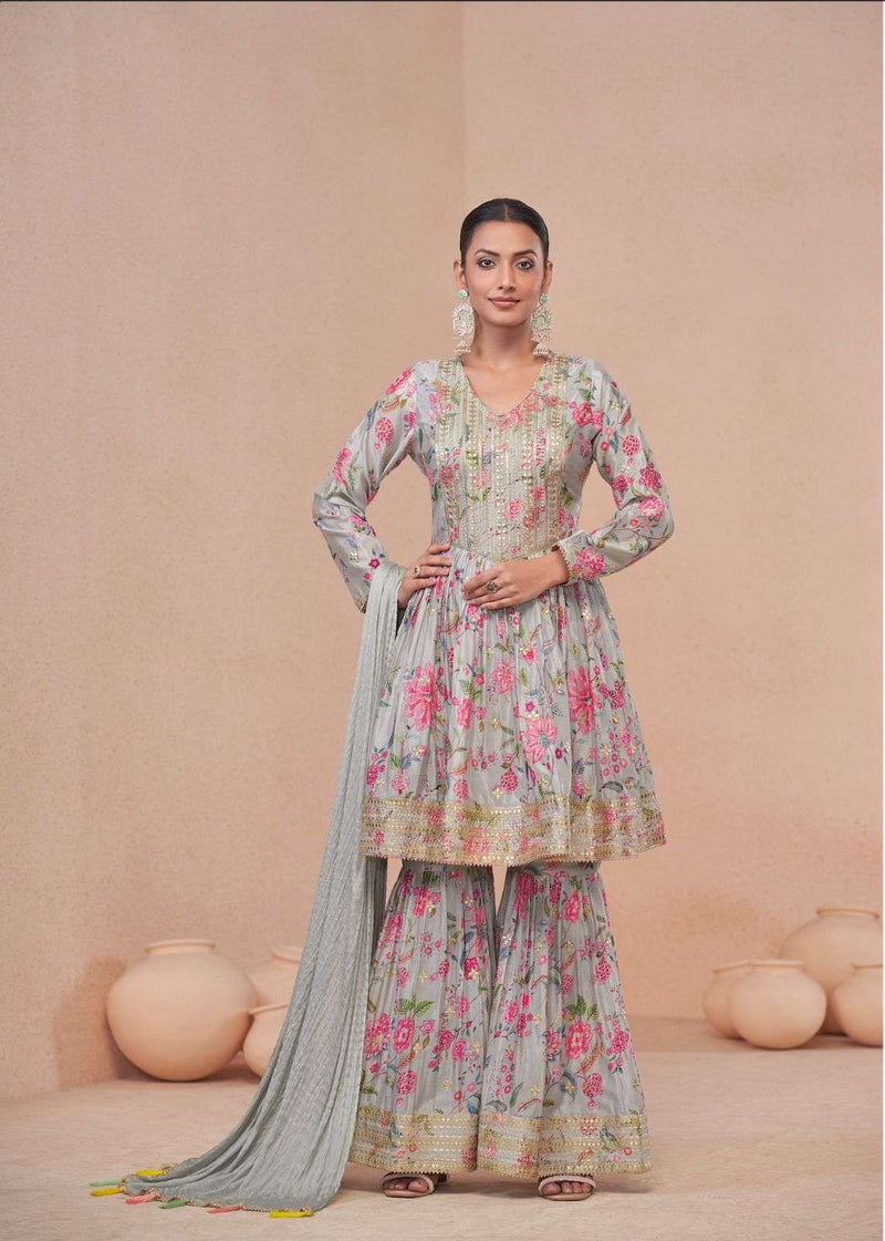 Gulkayra Designer Vanshika Chinon Digital Print Designer Party Wear Suit