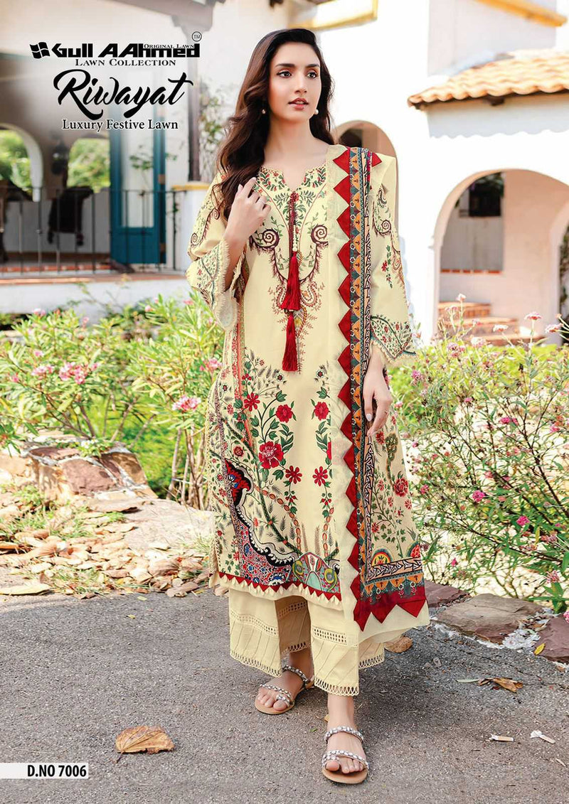 Gul Ahmed Riwayat Vol 7 Lawn Collection With Mal Mal Dupatta Unstitched Salwar Suit