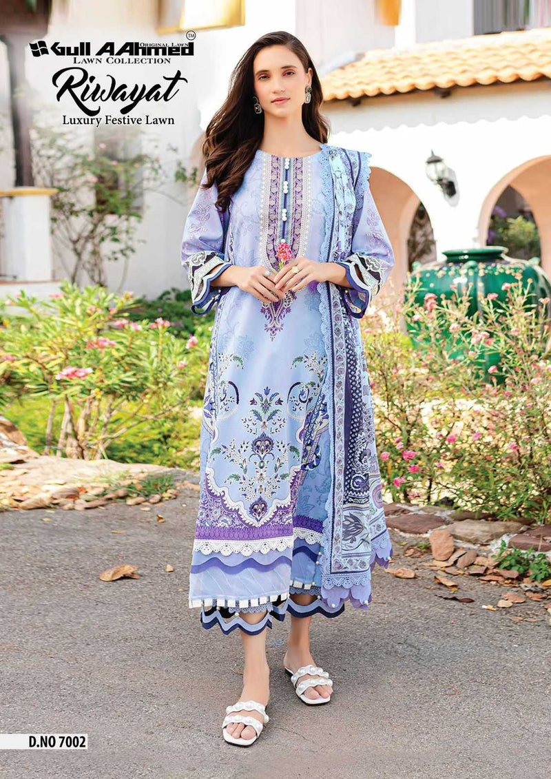 Gul Ahmed Riwayat Vol 7 Lawn Collection With Mal Mal Dupatta Unstitched Salwar Suit
