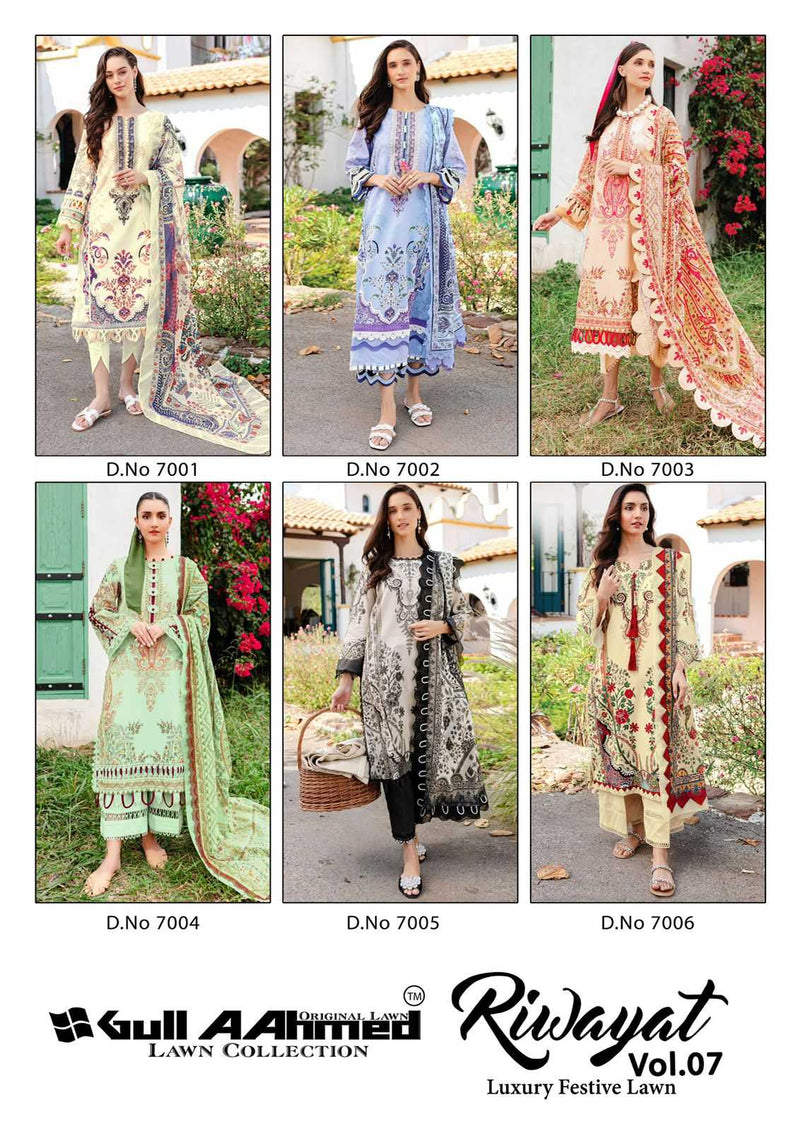Gul Ahmed Riwayat Vol 7 Lawn Collection With Mal Mal Dupatta Unstitched Salwar Suit
