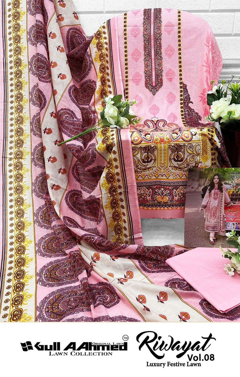 Gull Aahmed Riwayat Vol 8 Lawn Cotton Daily Wear Salwar Suit