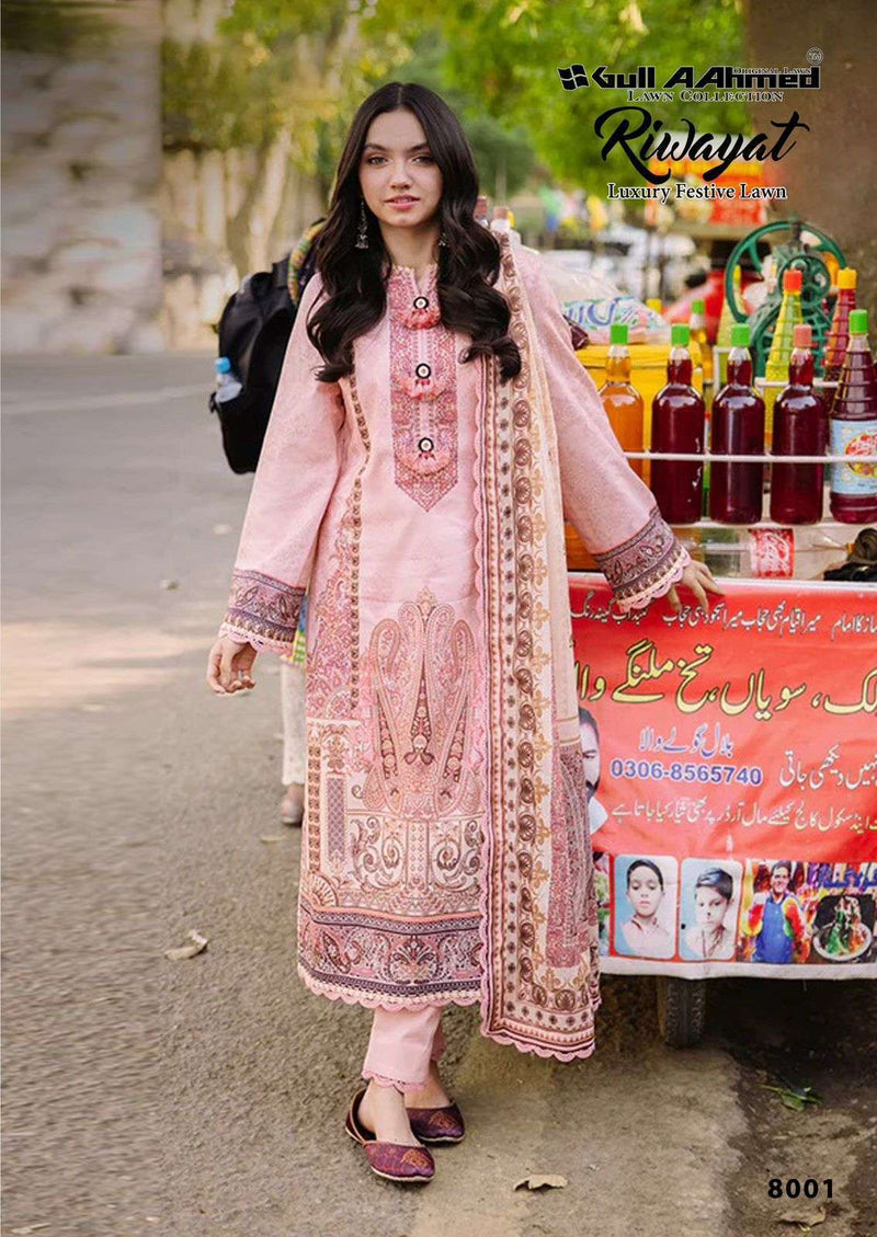 Gull Aahmed Riwayat Vol 8 Lawn Cotton Daily Wear Salwar Suit