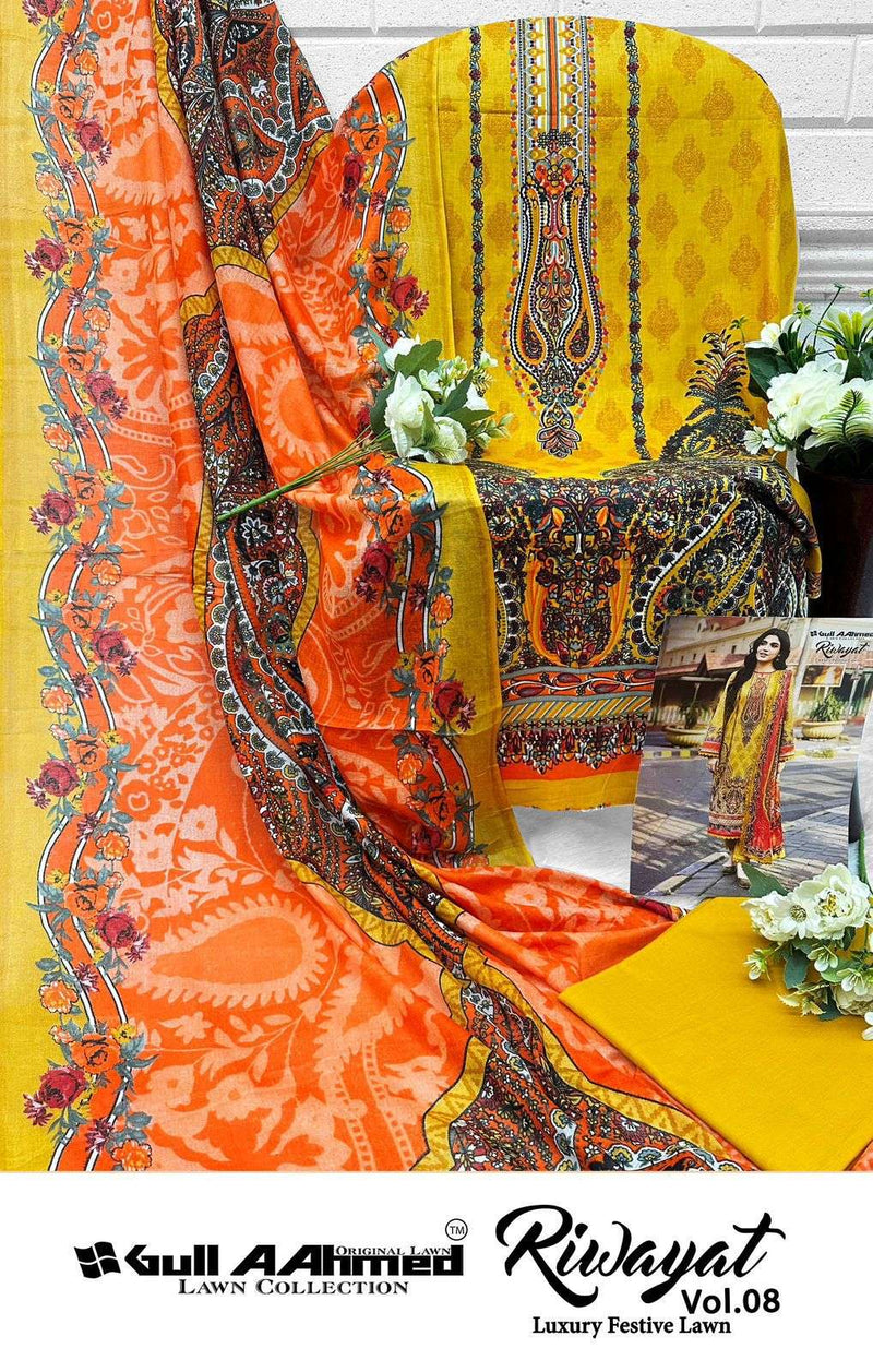 Gull Aahmed Riwayat Vol 8 Lawn Cotton Daily Wear Salwar Suit