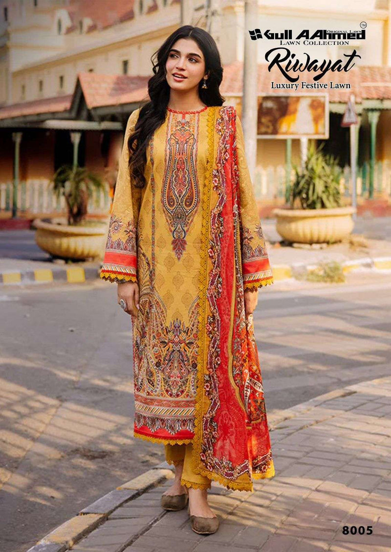 Gull Aahmed Riwayat Vol 8 Lawn Cotton Daily Wear Salwar Suit