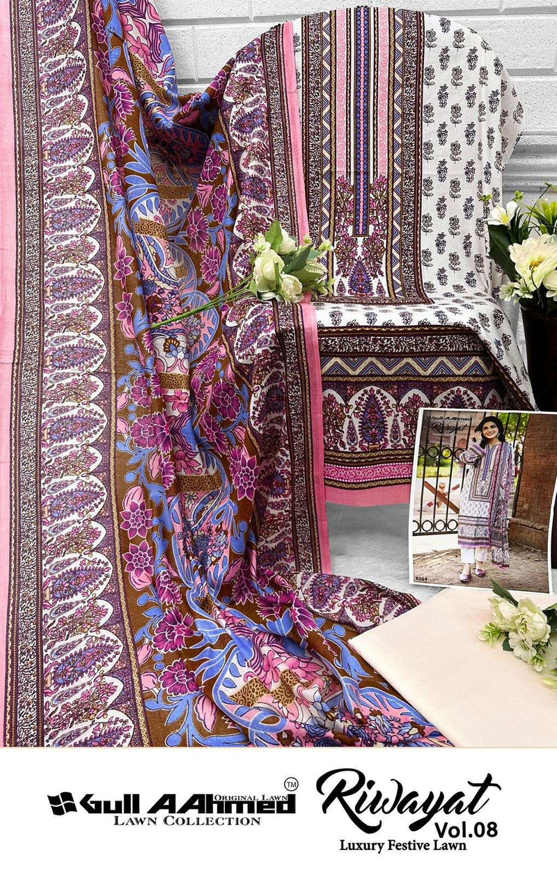 Gull Aahmed Riwayat Vol 8 Lawn Cotton Daily Wear Salwar Suit