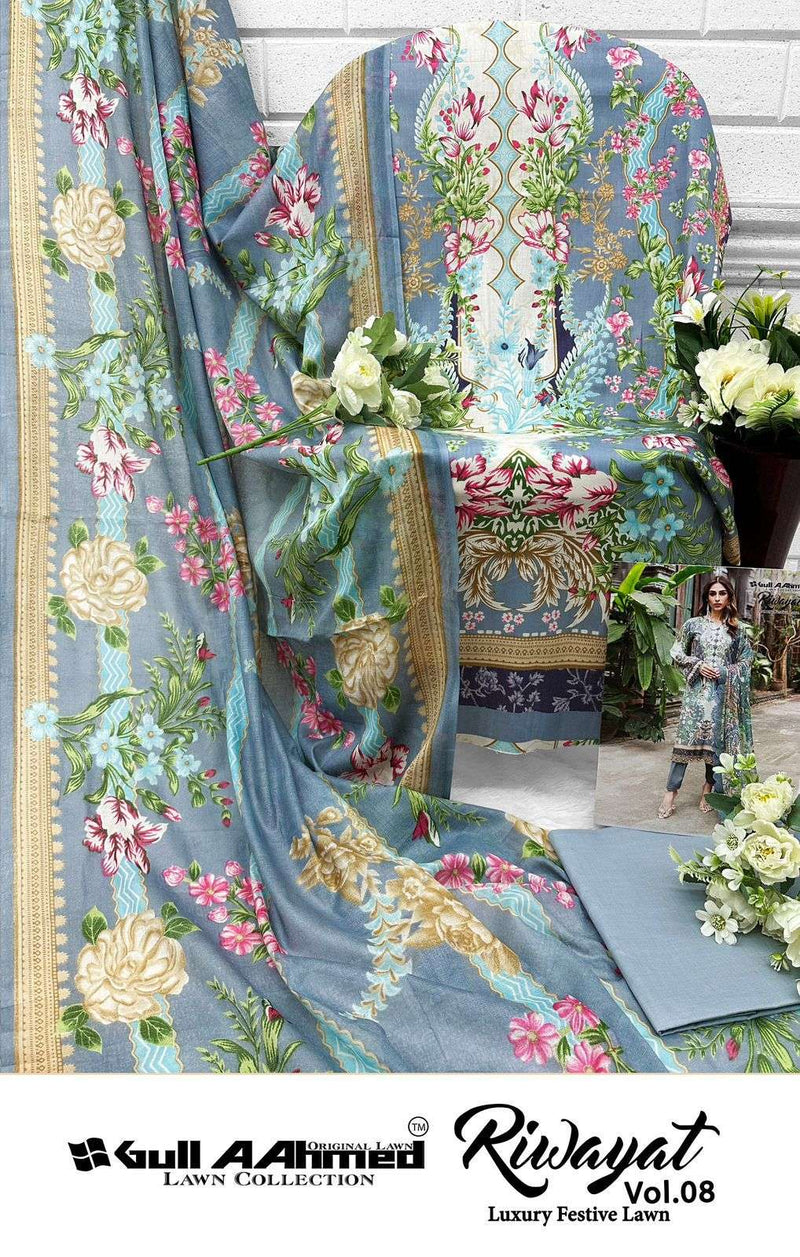Gull Aahmed Riwayat Vol 8 Lawn Cotton Daily Wear Salwar Suit