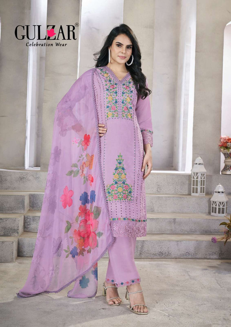 Gulzar Zohra Viscose Roman Silk Handwork Designer Ready Made Suit With Pant Dupatta