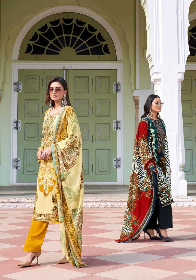 Alok Suit Habiba Vol 5 Cotton Zam Digital Pakistani Print With Fancy Embroidery Unstitched Salwar Suit