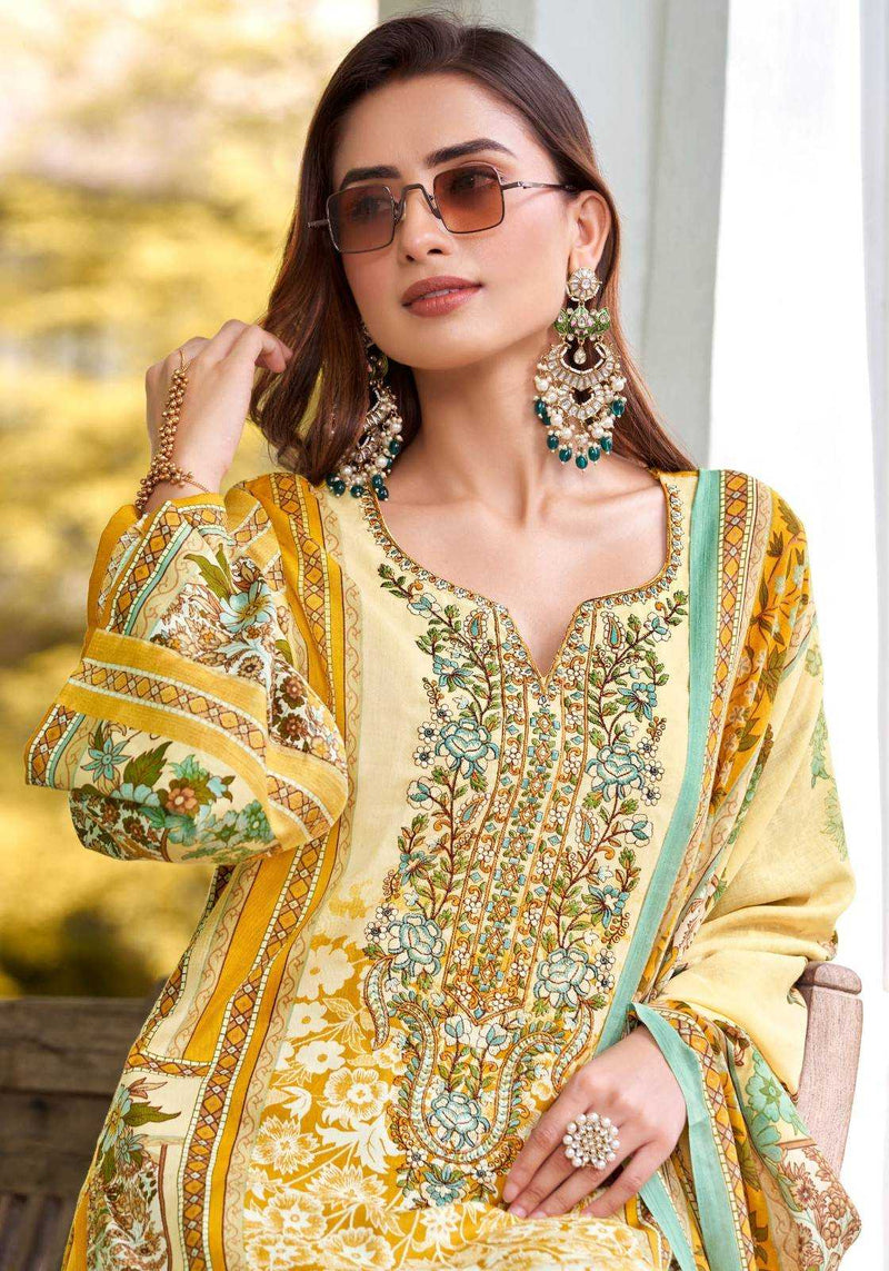 Alok Suit Habiba Vol 5 Cotton Zam Digital Pakistani Print With Fancy Embroidery Unstitched Salwar Suit