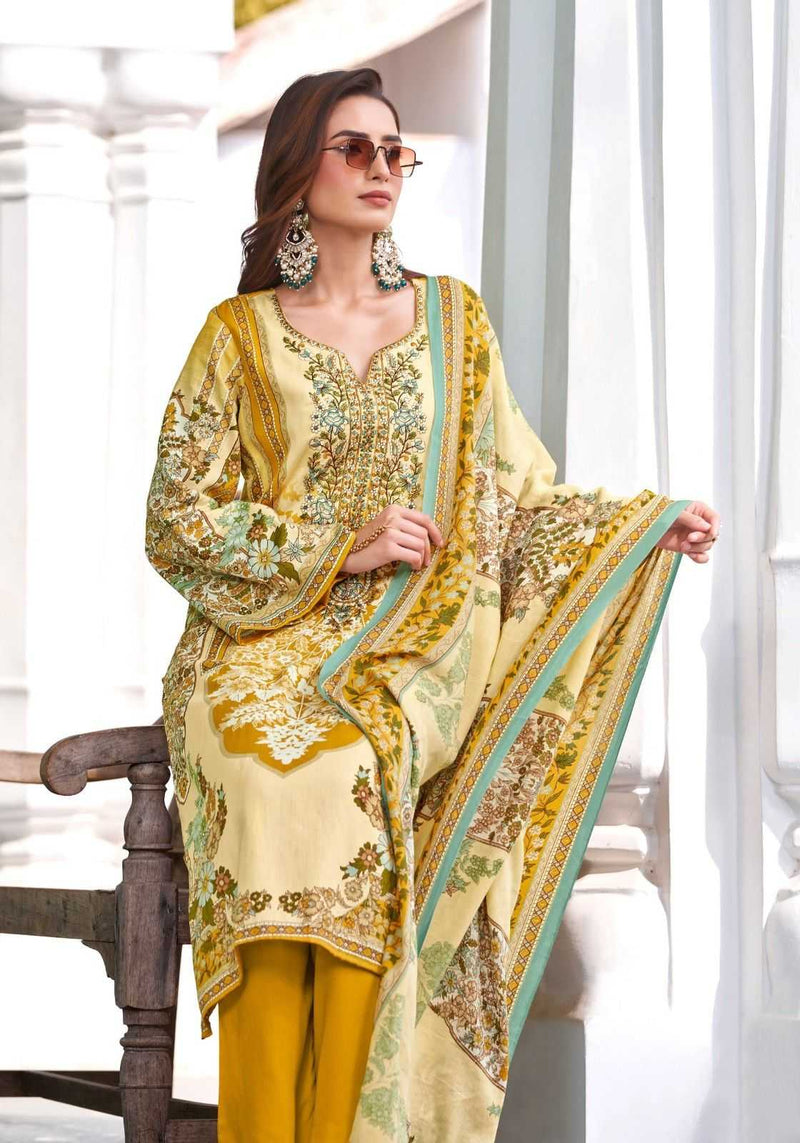 Alok Suit Habiba Vol 5 Cotton Zam Digital Pakistani Print With Fancy Embroidery Unstitched Salwar Suit