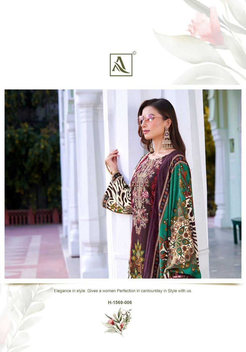 Alok Suit Habiba Vol 5 Cotton Zam Digital Pakistani Print With Fancy Embroidery Unstitched Salwar Suit
