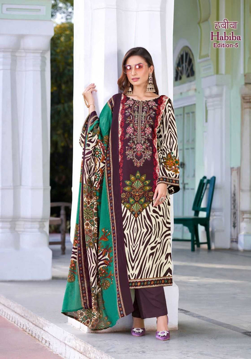 Alok Suit Habiba Vol 5 Cotton Zam Digital Pakistani Print With Fancy Embroidery Unstitched Salwar Suit