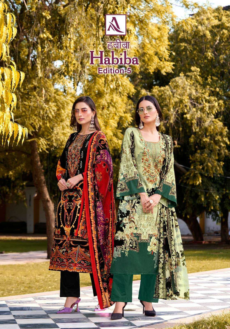 Alok Suit Habiba Vol 5 Cotton Zam Digital Pakistani Print With Fancy Embroidery Unstitched Salwar Suit