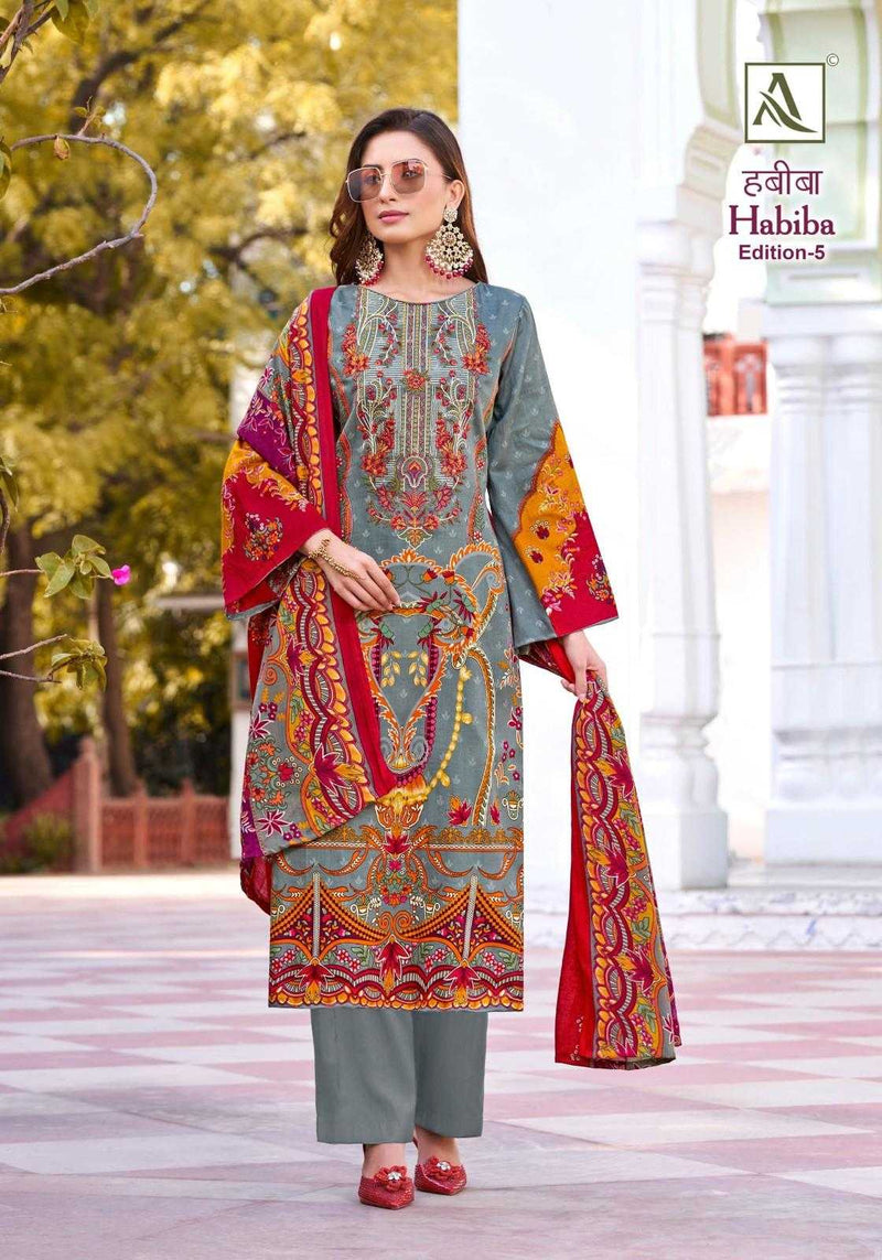 Alok Suit Habiba Vol 5 Cotton Zam Digital Pakistani Print With Fancy Embroidery Unstitched Salwar Suit