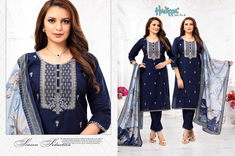 Hadippa Dream Vol1 Roman Silk Heavy Neck Work Straight Cut Kurti Dupatta Set