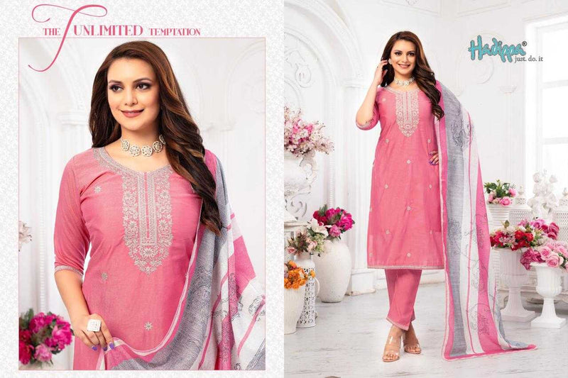 Hadippa Dream Vol1 Roman Silk Heavy Neck Work Straight Cut Kurti Dupatta Set