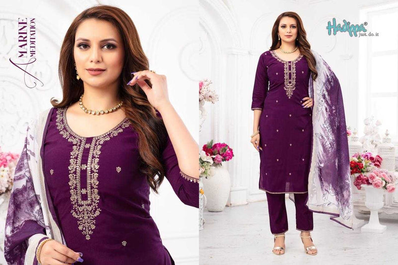 Hadippa Dream Vol1 Roman Silk Heavy Neck Work Straight Cut Kurti Dupatta Set