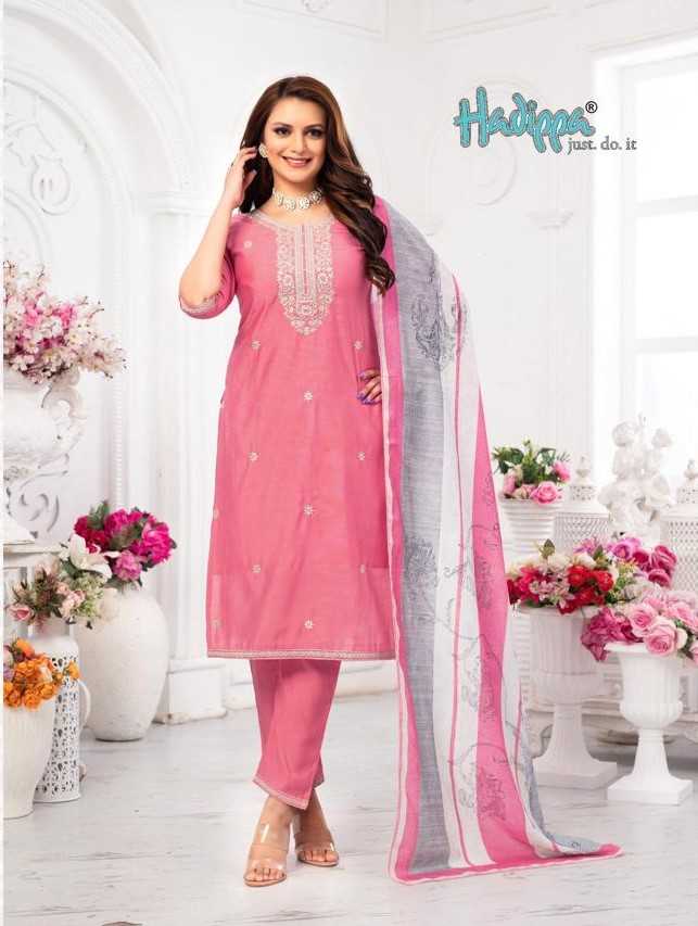 Hadippa Dream Vol1 Roman Silk Heavy Neck Work Straight Cut Kurti Dupatta Set