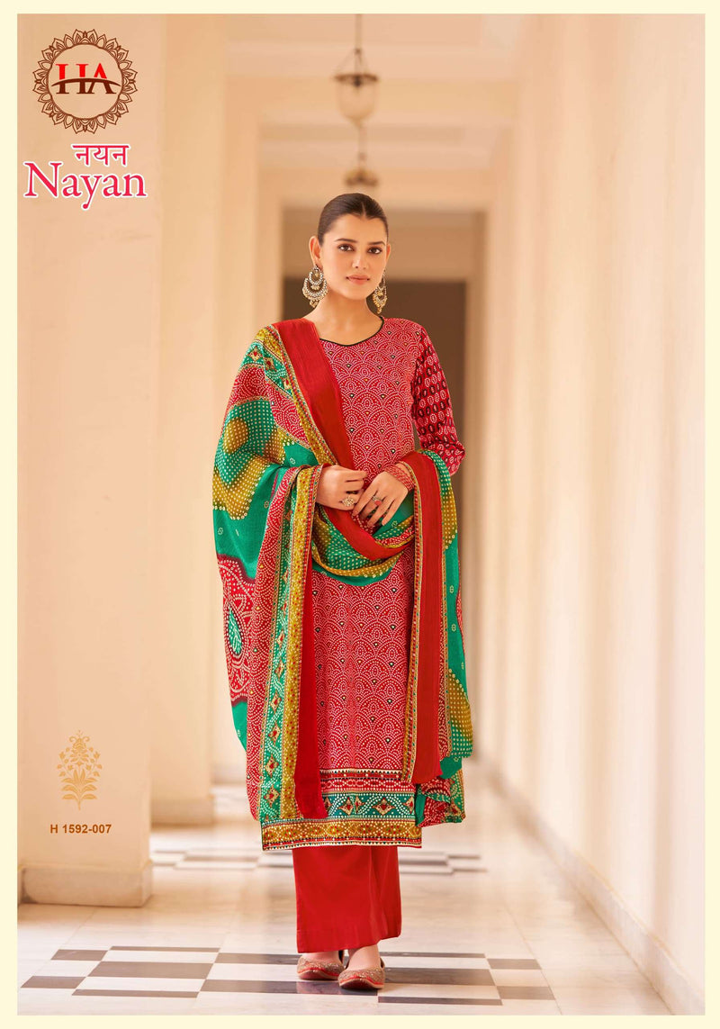 Harshit Fashion Hub Nayan Jam Cotton Designer Print With Mirror Work Unstiched Salwar Suit